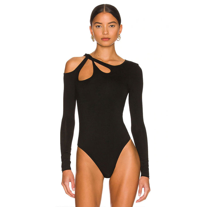 Damen Bodysuit mit asymmetrischem Ausschnitt und modischem Knoten Drune