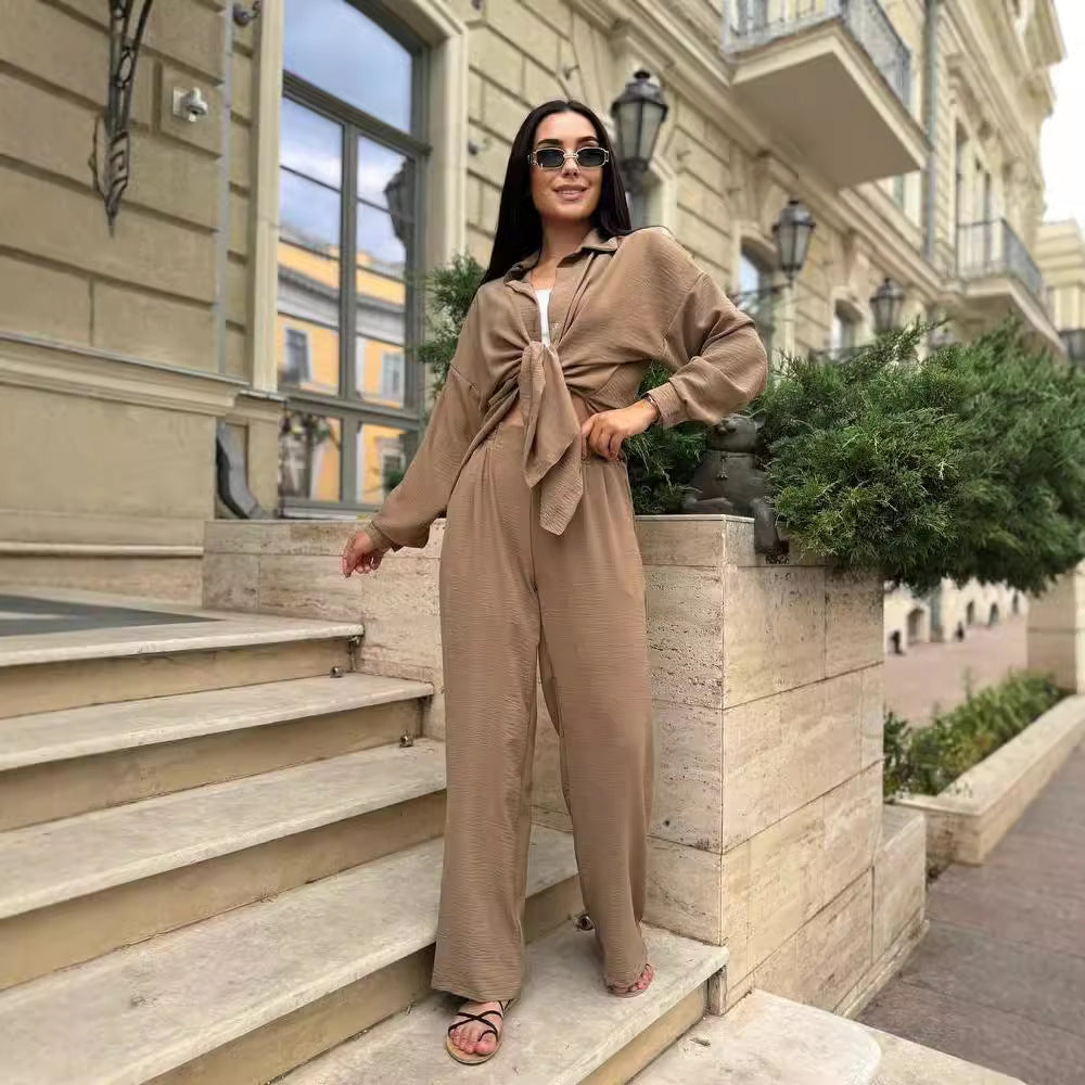 Damen lässiges Zweiteiliges Set aus atmungsaktivem Material Drune