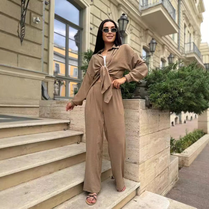 Damen lässiges Zweiteiliges Set aus atmungsaktivem Material Drune