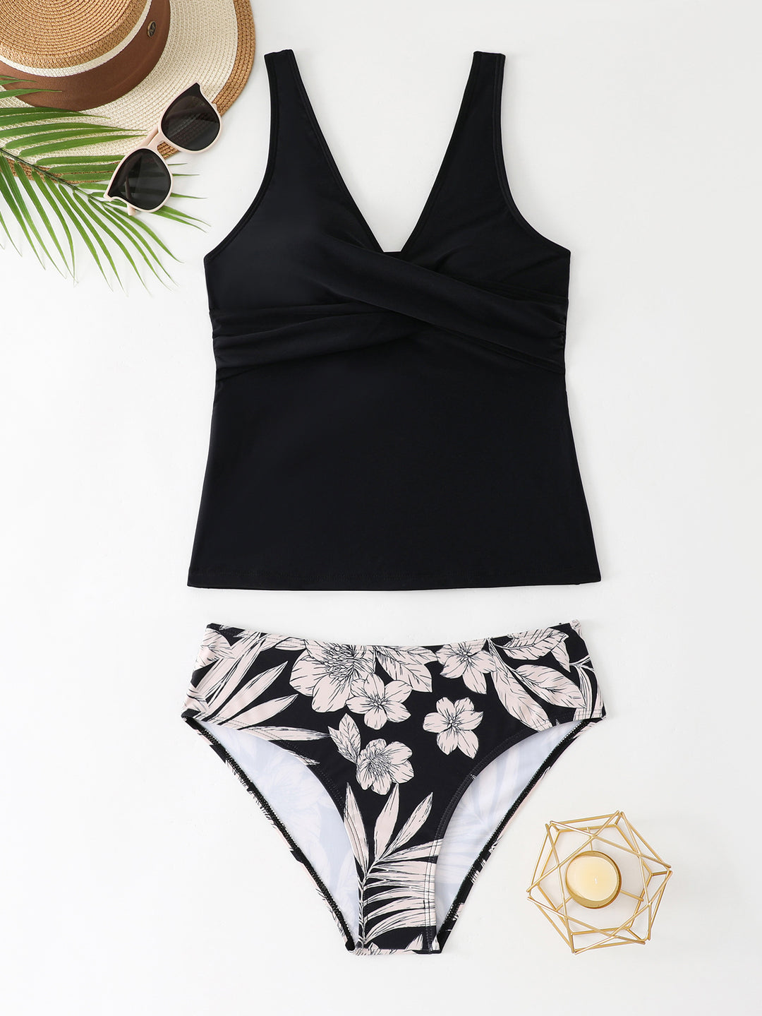 Damen Tankini-Set mit floralem Hosenrock und elegantem Oberteil Drune