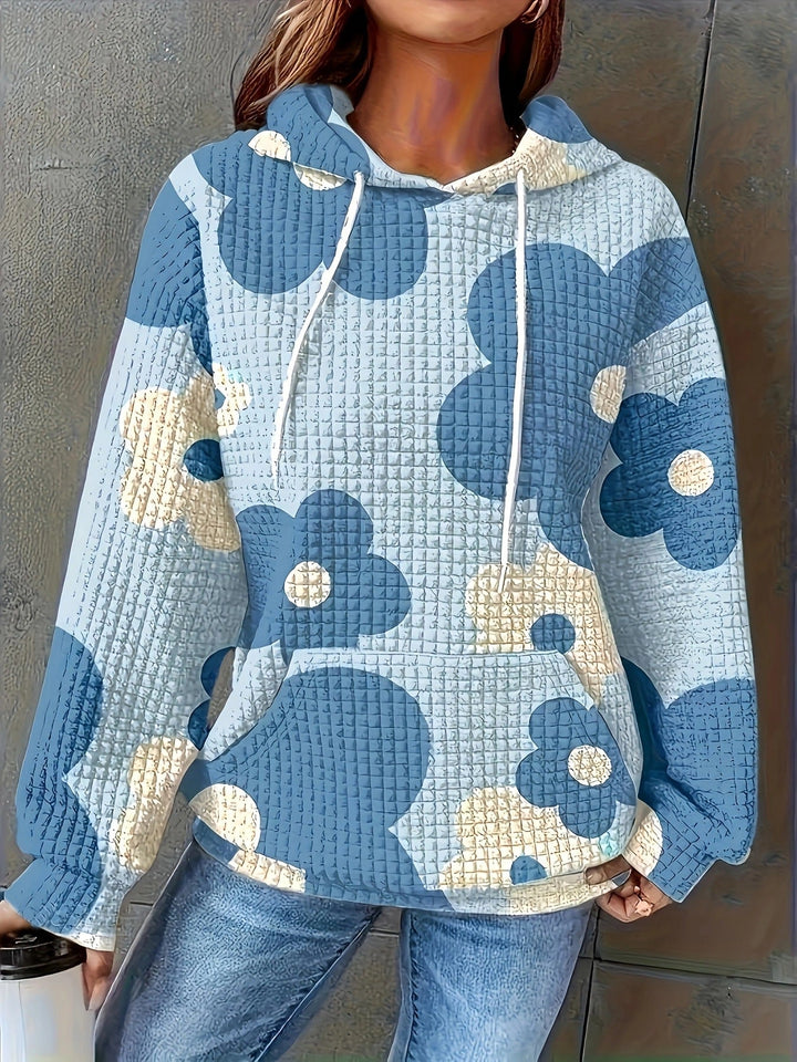 Damen lockerer Kapuzenpullover mit farbenfrohem Blumendesign Drune