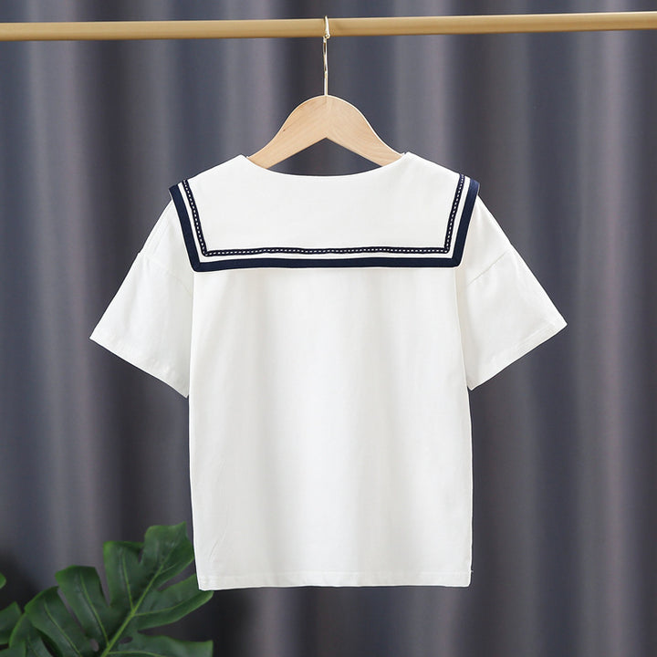 Mädchen Matrosenbluse mit modernem Kragen und Rüschendetails Drune