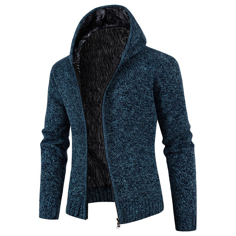 Herren kuschelige Strickjacke mit hohem Kragen und praktischen Taschen Drune
