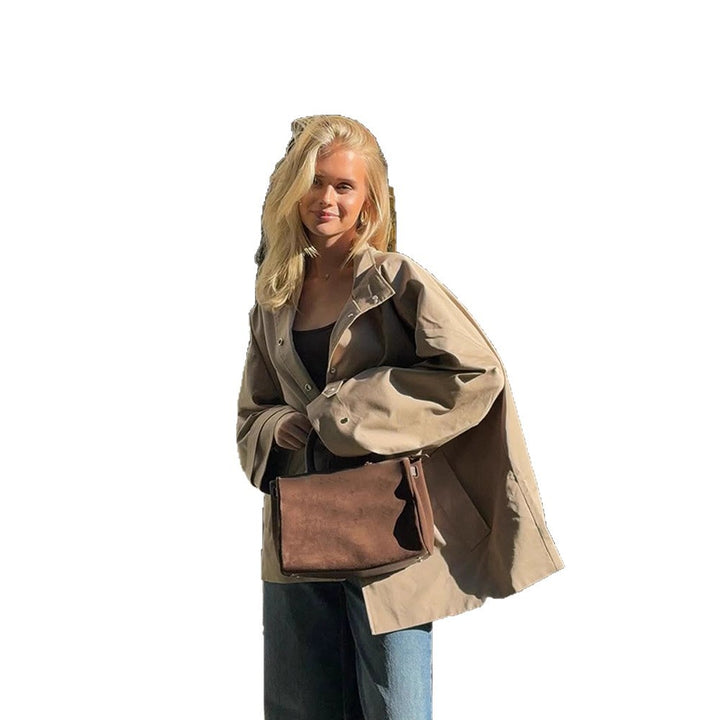 Damen lässige Oversized Jacke mit praktischen Taschen Drune