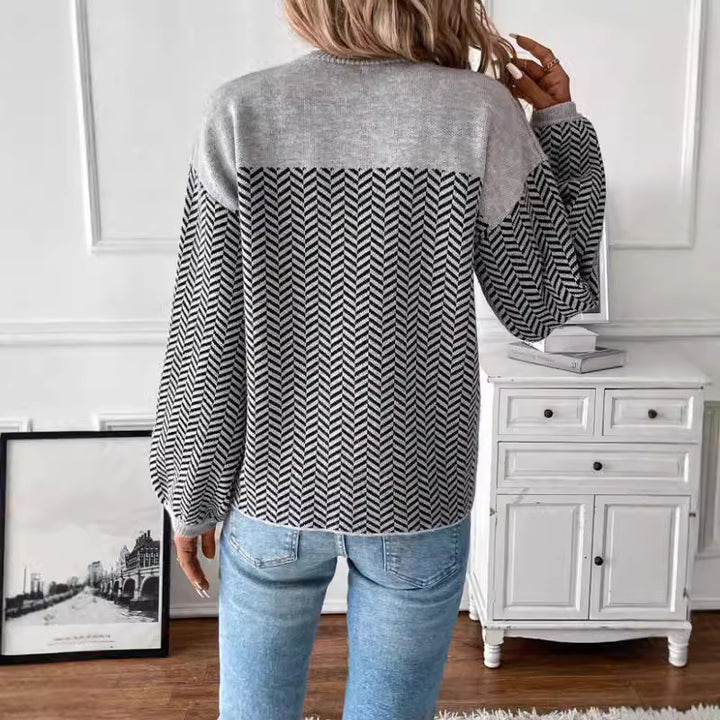 Damen Strickpullover mit modernem Zickzackmuster und lässigem Schnitt Drune