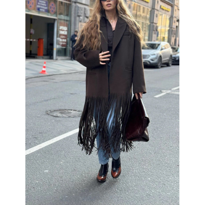 Damen Oversized Fransenjacke Drune