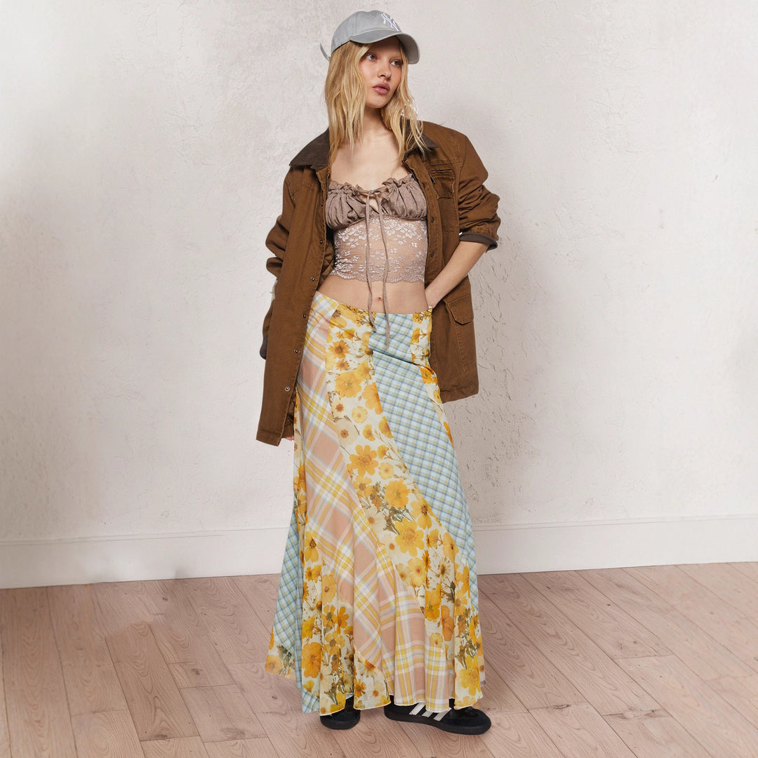 Damen Maxirock mit floralem Design und verspielten Farben Drune