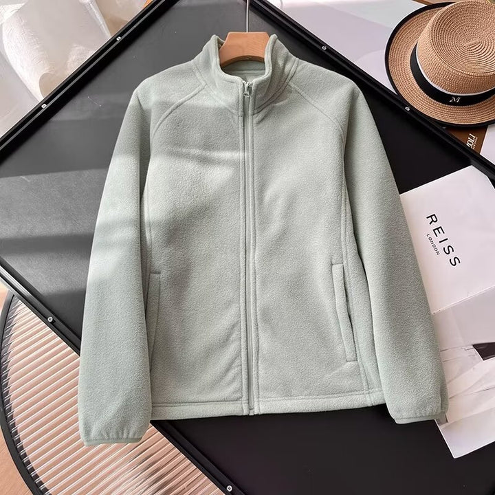 Damen kuschelige Fleecejacke mit hohem Kragen Drune