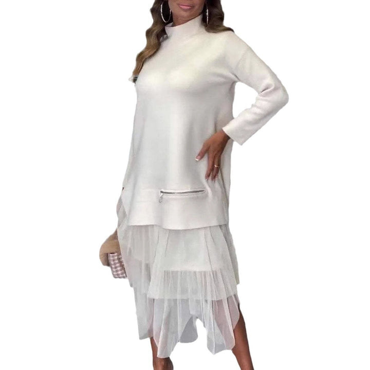 Damen Hoodie-Kleid mit Tüllokante Drune