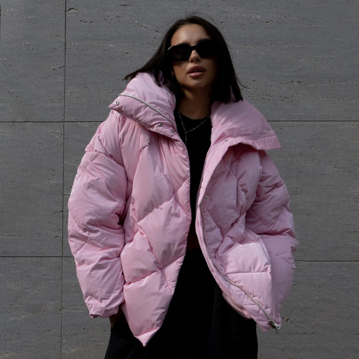 Damen gepolsterte Steppjacke mit hohem Kragen und praktischen Taschen Drune