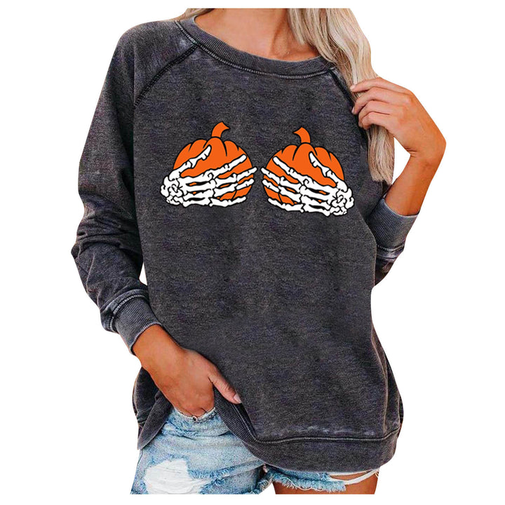 Damen Sweatshirt mit kreativem Halloween-Motiv Drune