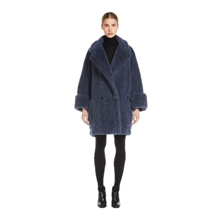 Damen kuscheliger Mantel mit breitem Revers und aufgesetzten Taschen Drune