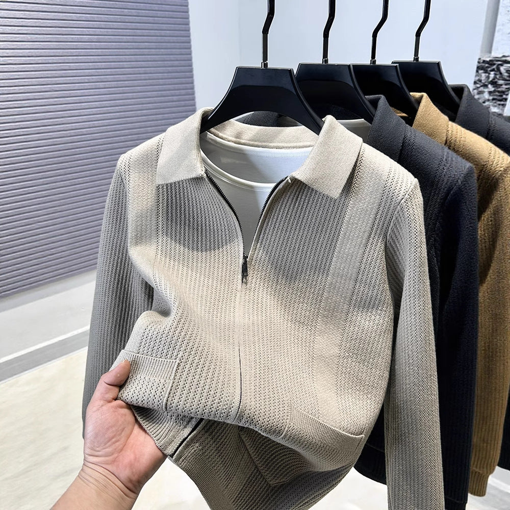 Damen Pullover mit strukturiertem Reißverschluss und klassischem Kragen Drune