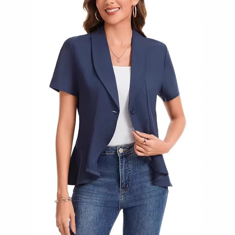 Damen schicke Blazerjacke mit asymmetrischem Schnitt Drune