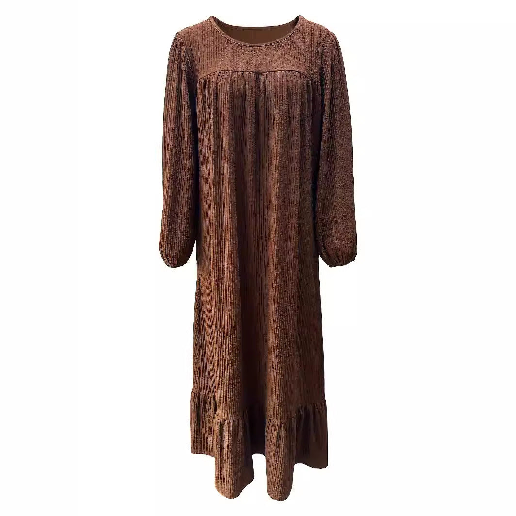 Damen Maxikleid mit waagerechtem Faltenwurf Drune