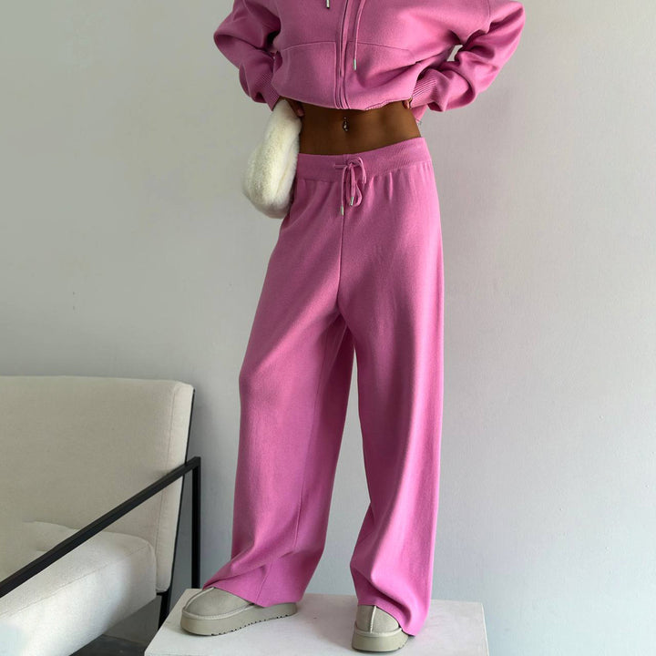 Damen Lässiges Cozy Set mit Kapuzenpullover und weitem Hosenstil Drune