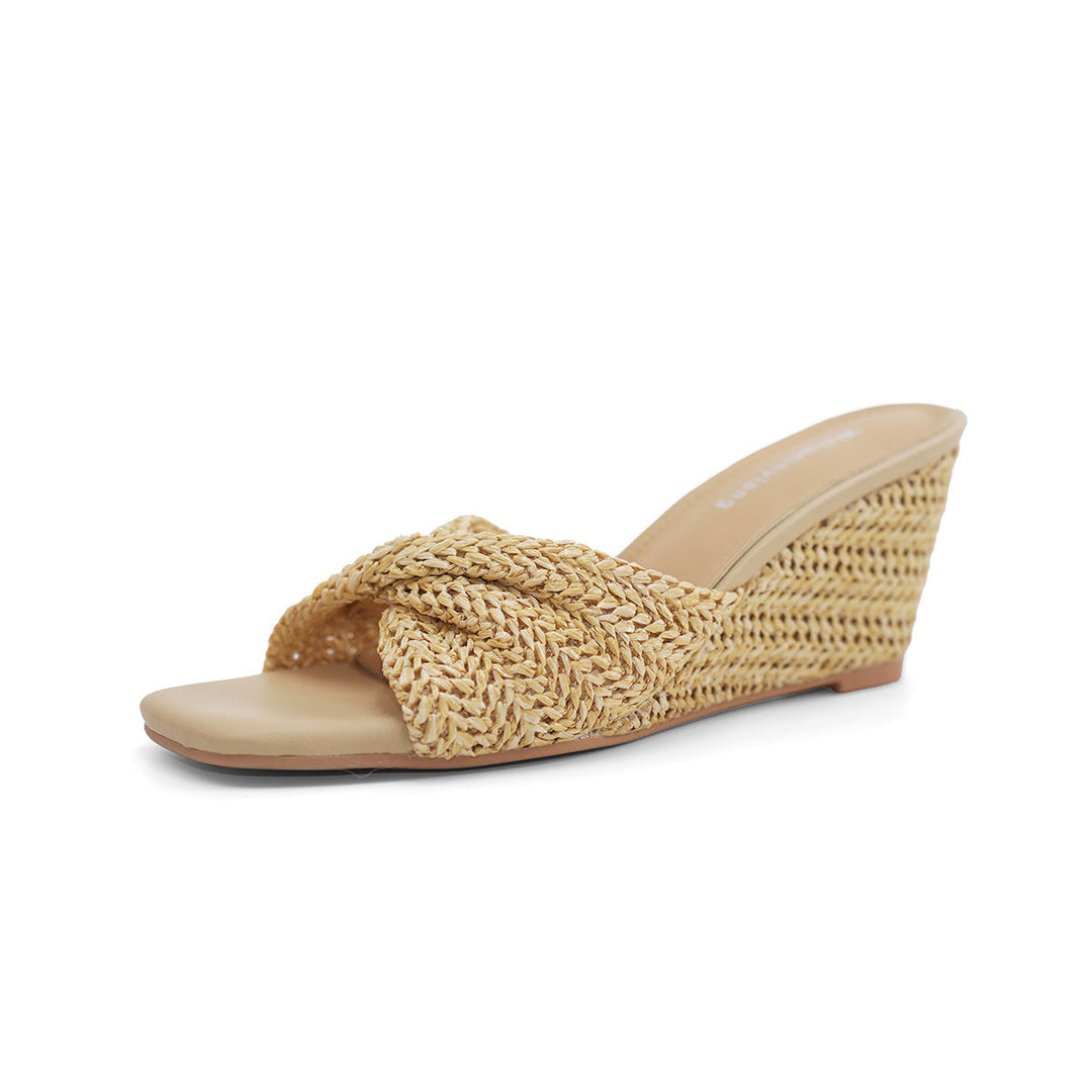 Damen Keil-Sandalen mit geflochtener Vorderpartie Drune