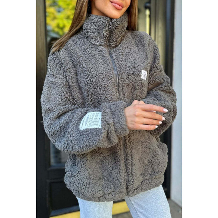 Damen Flauschige Fleecejacke mit hohem Kragen und praktischen Taschen Drune