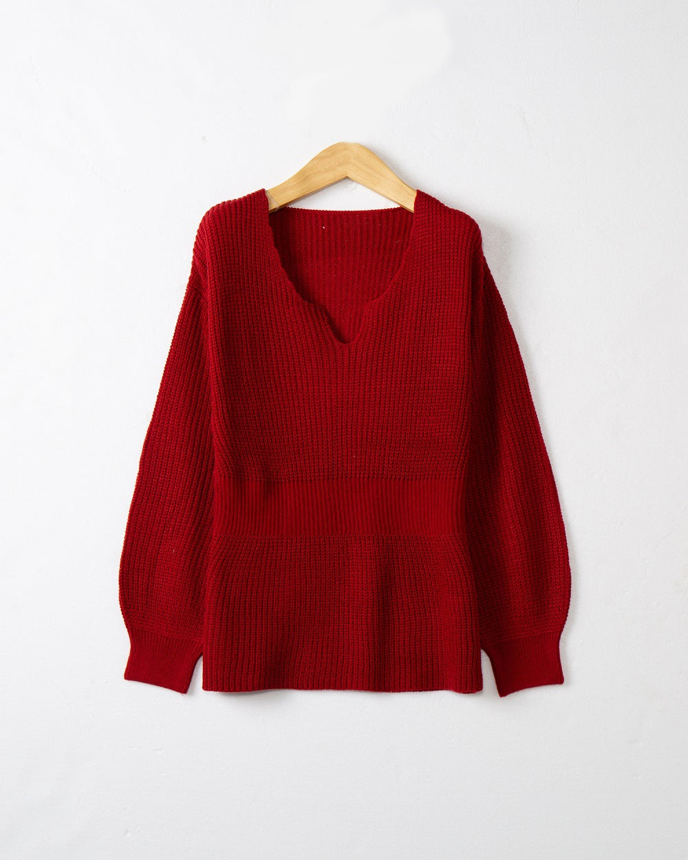 Damen Grobstrickpullover mit tiefem V-Ausschnitt und lässigem Schnitt Drune