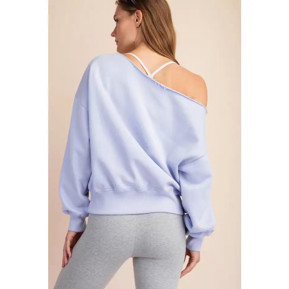 Damen Relaxed Oversized Sweatshirt mit asymmetrischem Ausschnitt und tiefem Kragen Drune