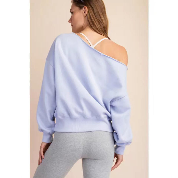 Damen Relaxed Oversized Sweatshirt mit asymmetrischem Ausschnitt und tiefem Kragen Drune
