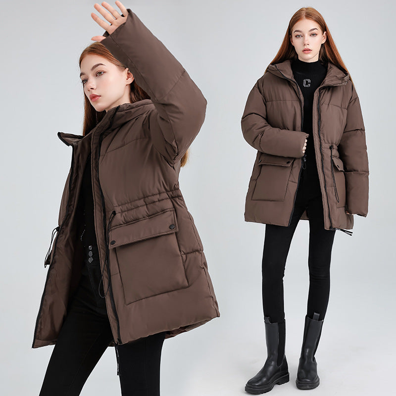 Damen isolierte Parkajacke mit verstellbarem Taillenzug und praktischen Taschen Drune