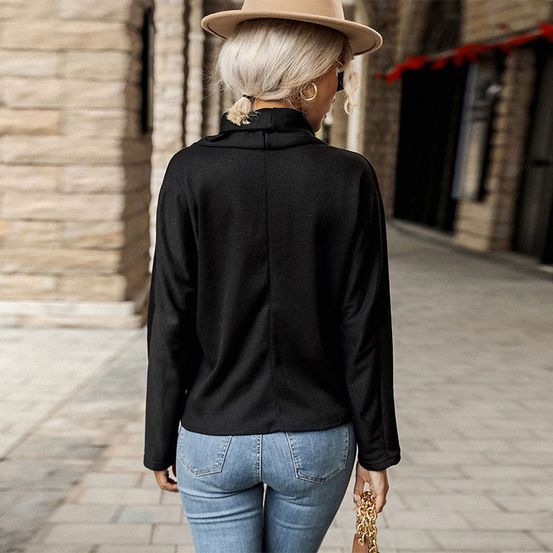 Damen Wickelbluse mit strukturiertem Stoff und elegantem V-Ausschnitt Drune