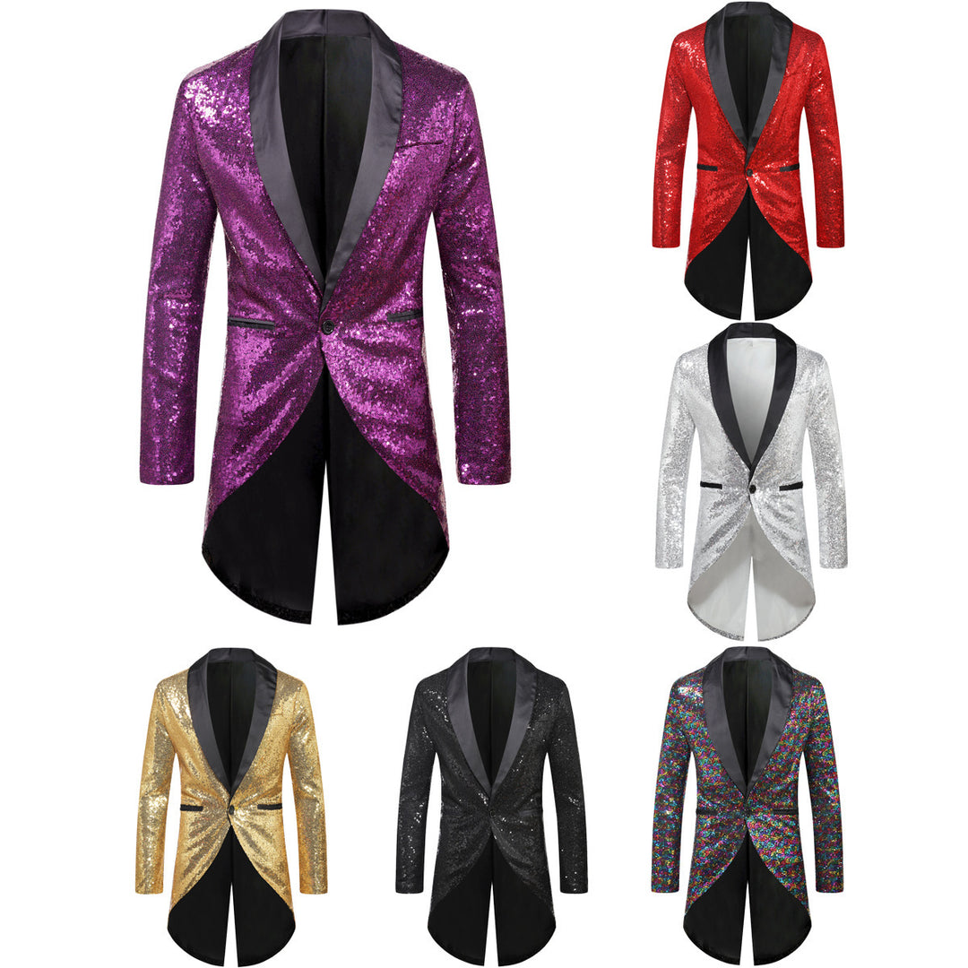 Herren eleganter Paillettenblazer mit luxuriösen Details Drune