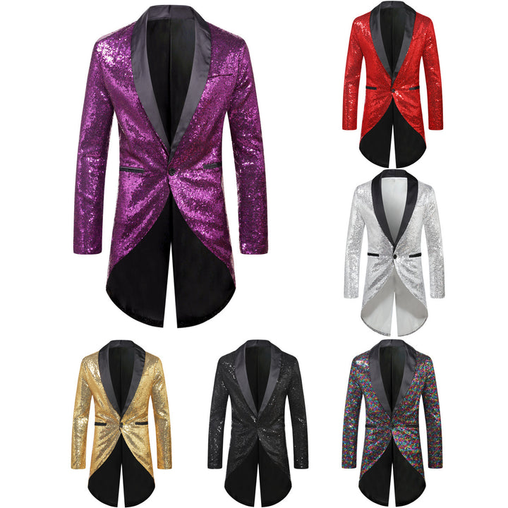 Herren eleganter Paillettenblazer mit luxuriösen Details Drune