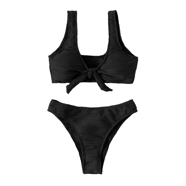 Damen Bandeau-Bikini mit raffiniertem Knoten-Design und hohem Beinausschnitt Drune