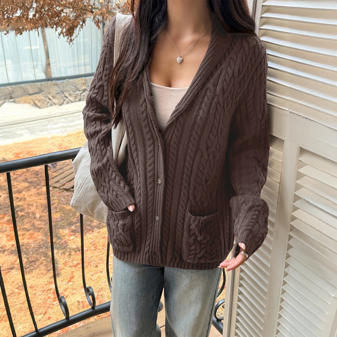 Damen Strickjacke mit Rippstruktur und Knopfverschluss Drune
