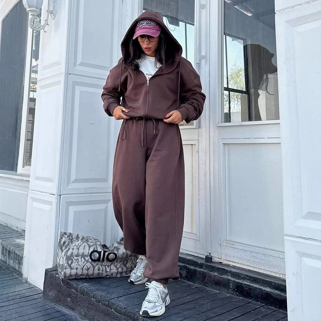 Damen gemütliches Fleece-Jogginganzug Drune