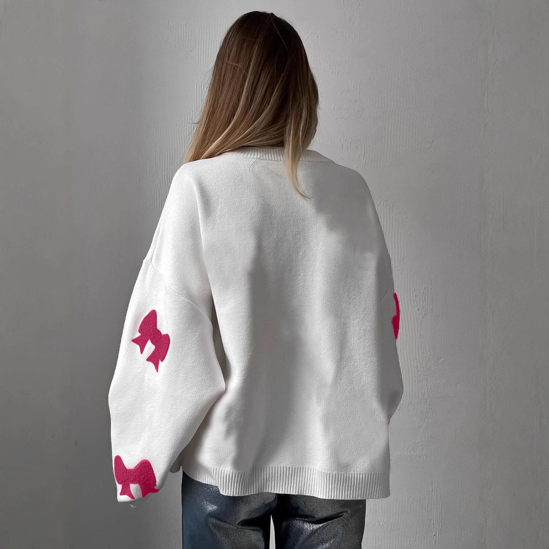 Damen modischer Pullover mit auffälligen Schleifendetails Drune