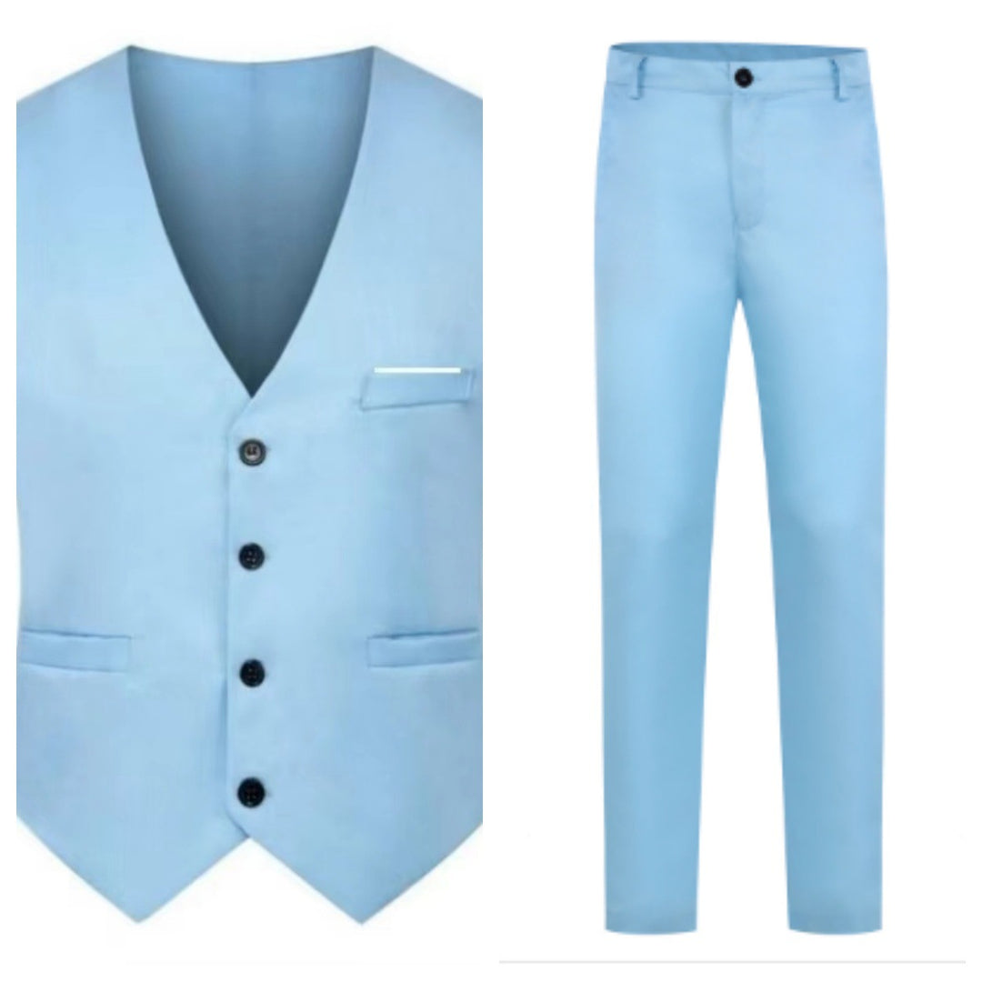 Herren nan elegante Satinweste mit V-Ausschnitt und schmal geschnittene Anzughose Drune