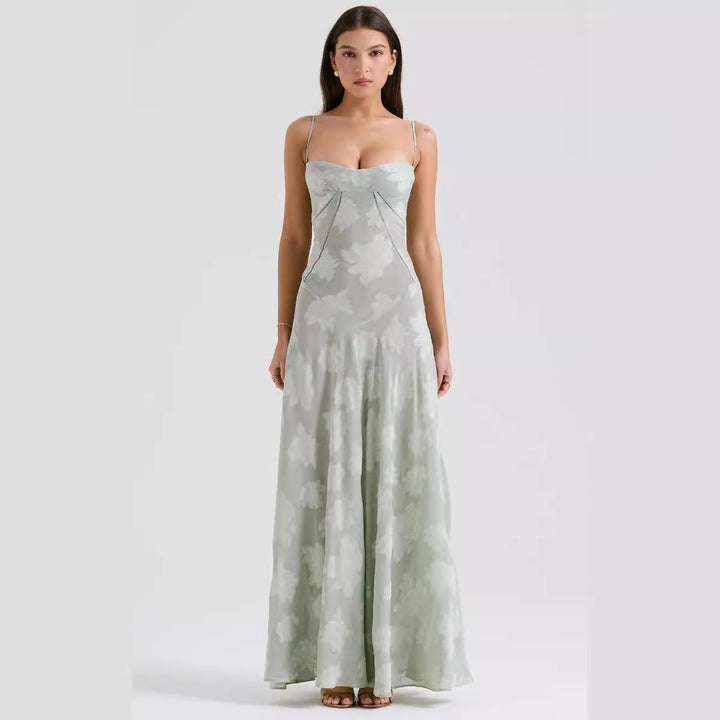 Damen Elegantes Maxikleid mit floralem Häkelmuster und raffiniertem Schnitt Drune
