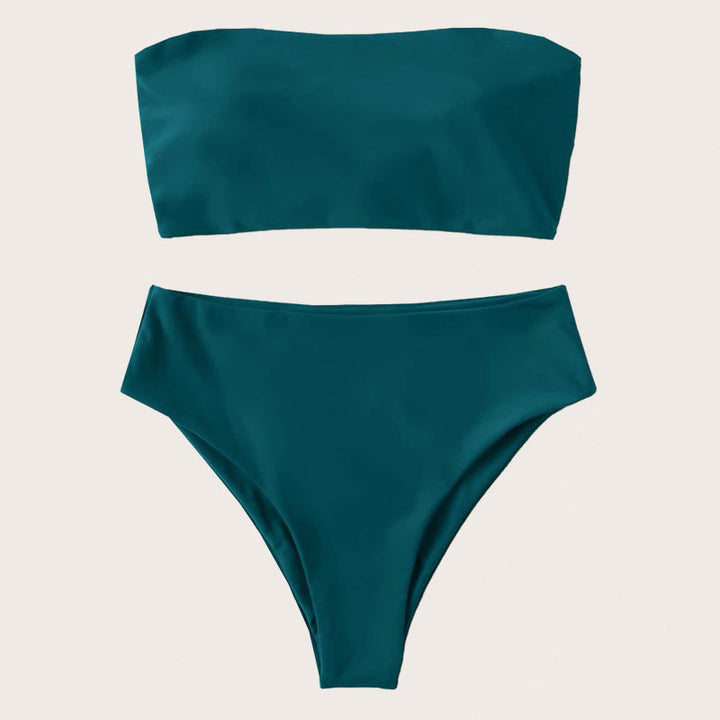 Damen Bandeau-Bikini Set mit hochgeschnittenem Slip Drune