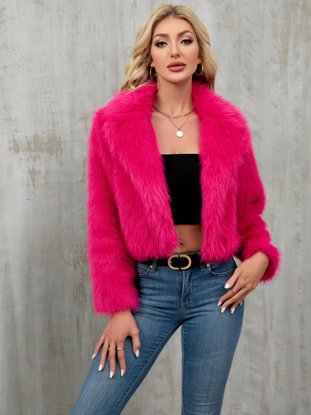 Damen Eleganter Kunstfellbolero Drune