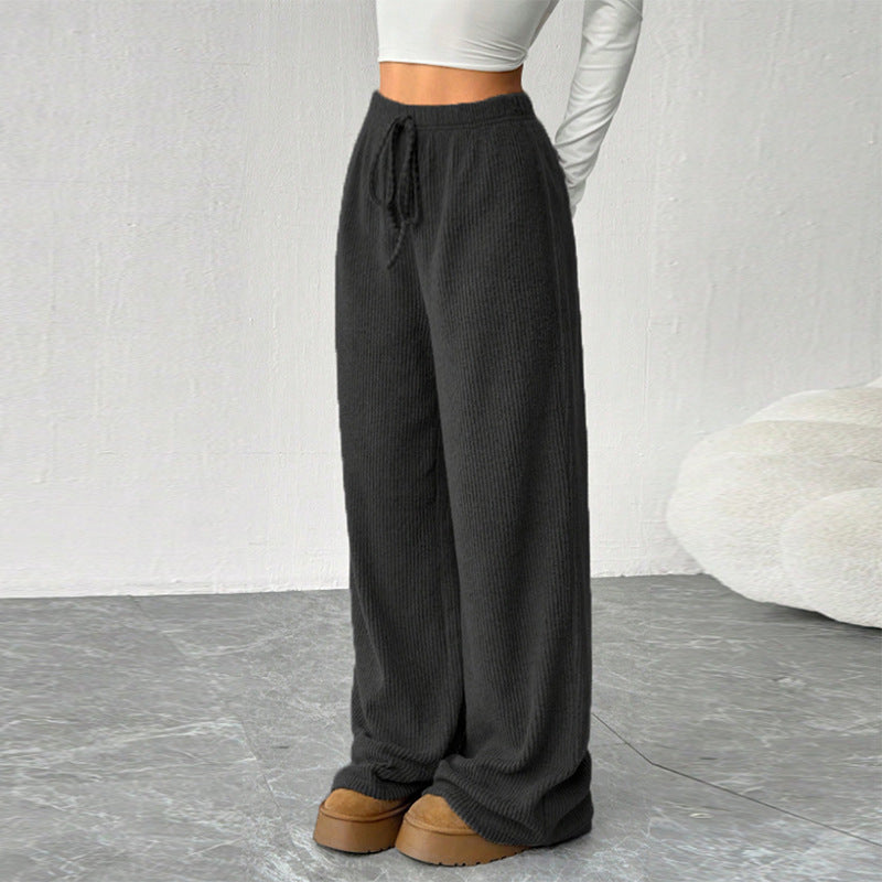 Damen weite Strick-Hosen mit elastischem Bund Drune