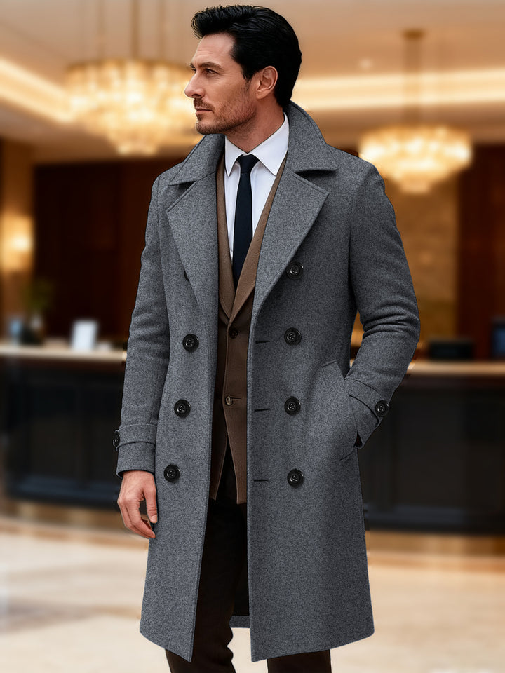 Herren eleganter doppelreihiger Wollmantel Drune