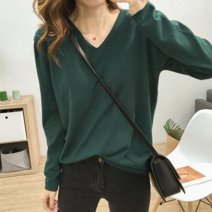Damen V-Ausschnitt Pullover mit lässigem Schnitt und weichen Materialien Drune