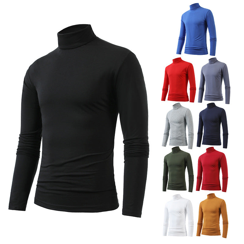 Herren nan schlankes Rollkragen-Langarmshirt aus feinem Baumwoll-Stretch Slim Fit Drune