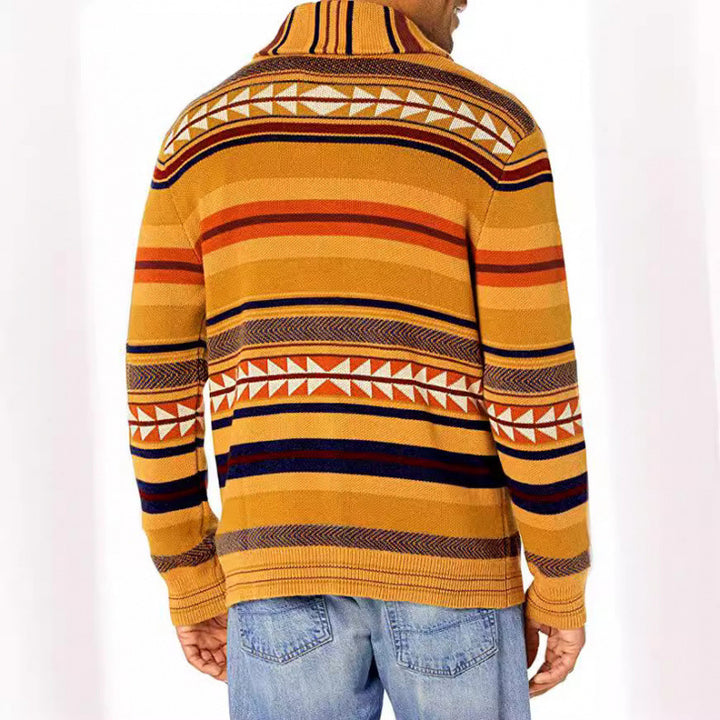 Herren Strickjacke mit geometrischem Muster und praktischen Taschen Drune