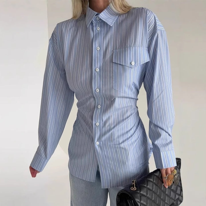 Damen Elegante Oversized Bluse mit Knopfdetails und lässigen Ärmeln Drune