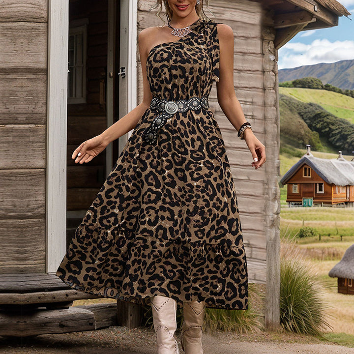 Damen Maxikleid mit asymmetrischem Träger und eleganter Raffung Drune