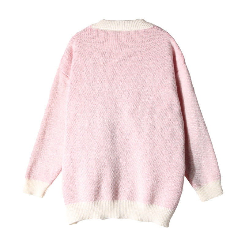 Damen Grobstrickpullover mit auffälligem Schriftzug und lässigem Schnitt Drune