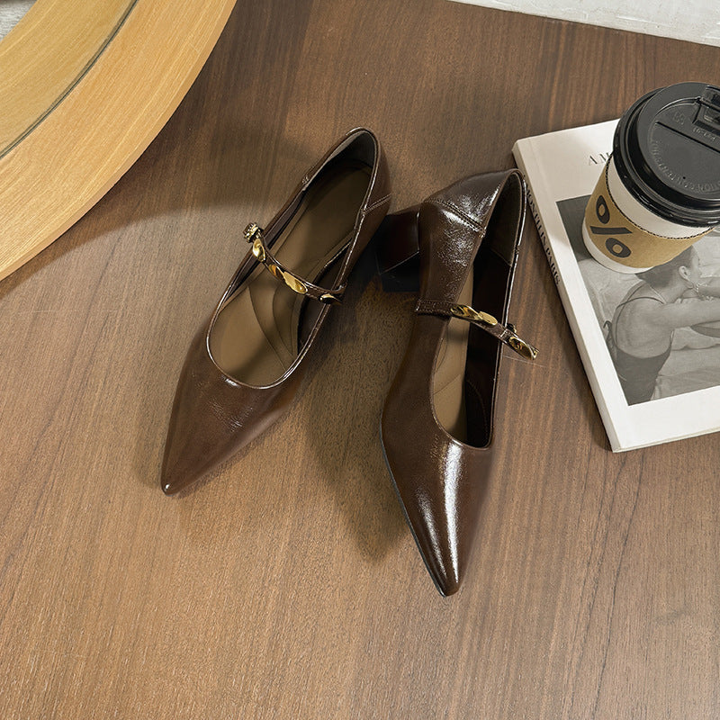Damen Elegante Pumps mit modischem Riemen und komfortablem Blockabsatz Drune