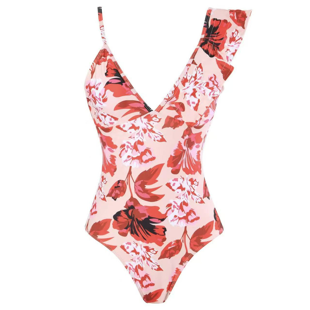 Damen Badeanzug mit floralem Design und passendem Rock Drune