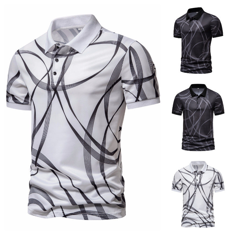 Herren Poloshirt mit modernem grafischen Muster und atmungsaktiver Textiltechnologie Drune
