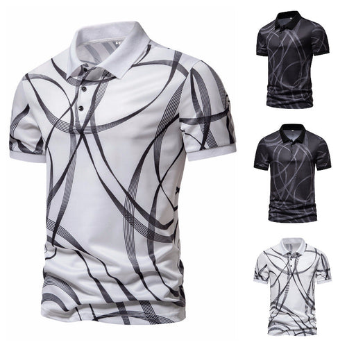 Herren Poloshirt mit modernem grafischen Muster und atmungsaktiver Textiltechnologie Drune