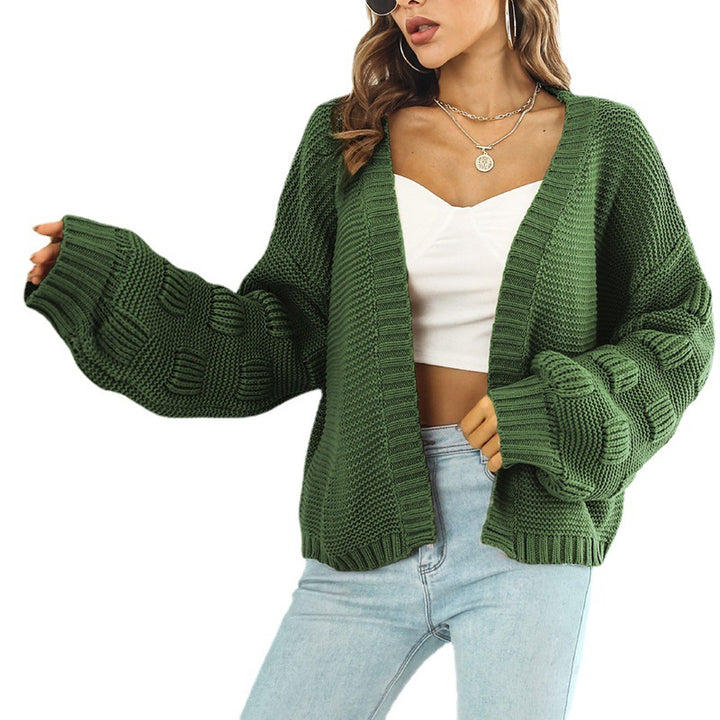 Damen Großer Strickcardigan mit voluminösen Ärmeln und modernen Mustern Drune